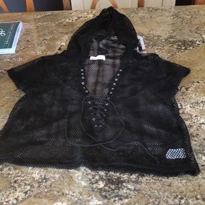 Mesh short sleeve lavender field coverup